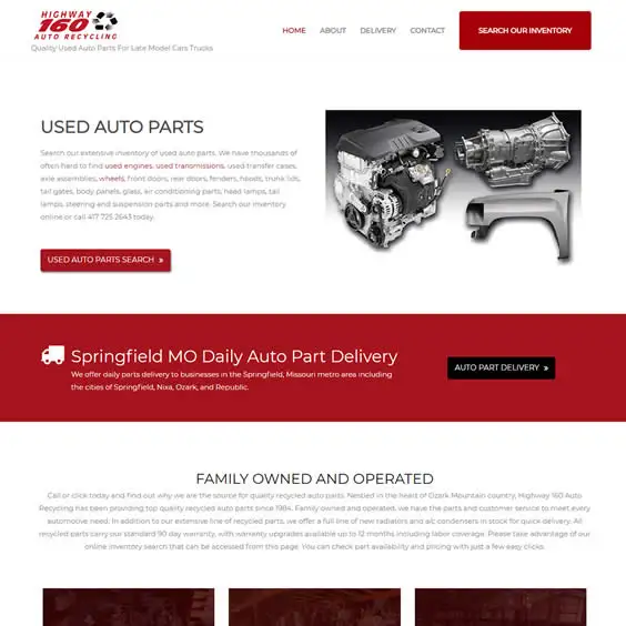 160 Auto Recycling Web Development Project